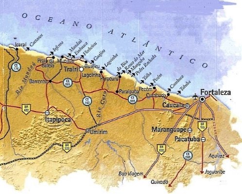 Map of the Sunset Coast Ceara - West Coast Ceara<