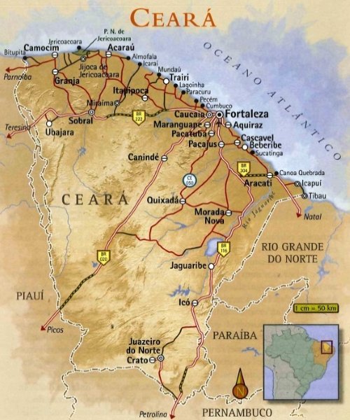 Mapa Praias do Ceará Litoral Oeste