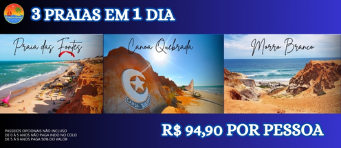 Passeio 3 praias 1 dia Canoa Quebrada