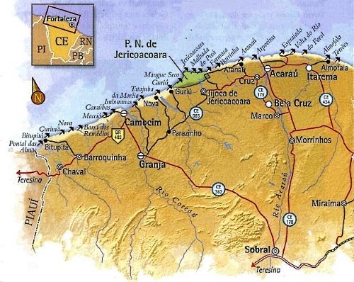 Map of the Sunset Coast Ceara - West Coast Ceara<